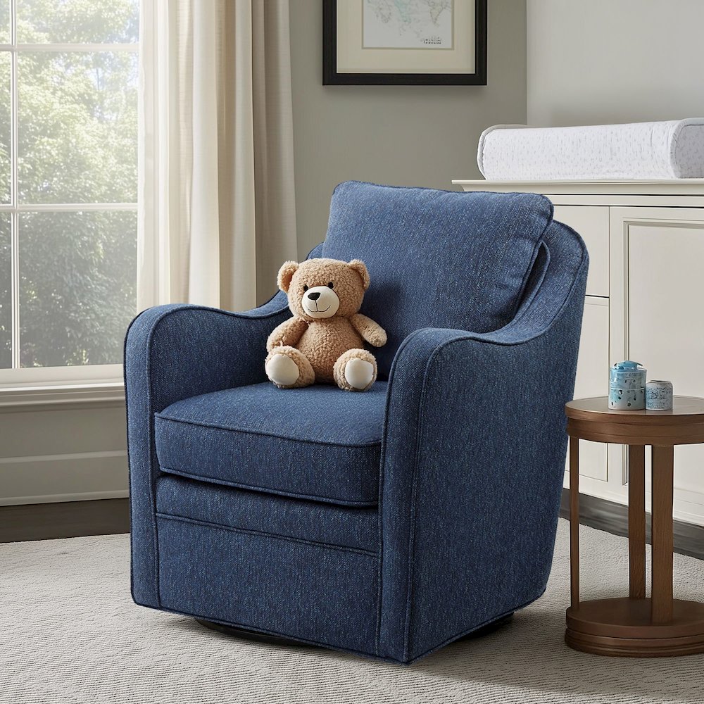 Brianne Upholstered Swivel Curved Armchair