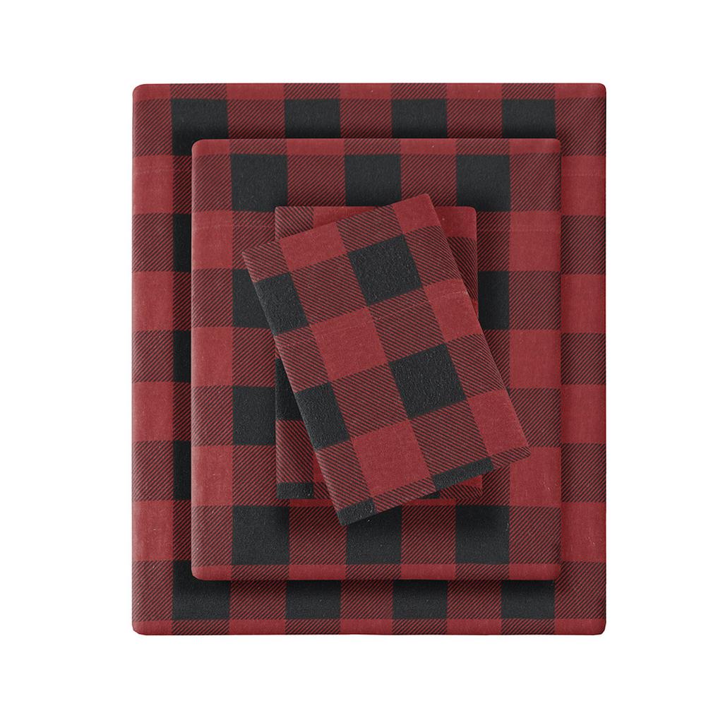 Flannel Sheet Set, Red/Black Buffalo Check color