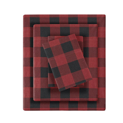 Flannel Sheet Set, Red/Black Buffalo Check color