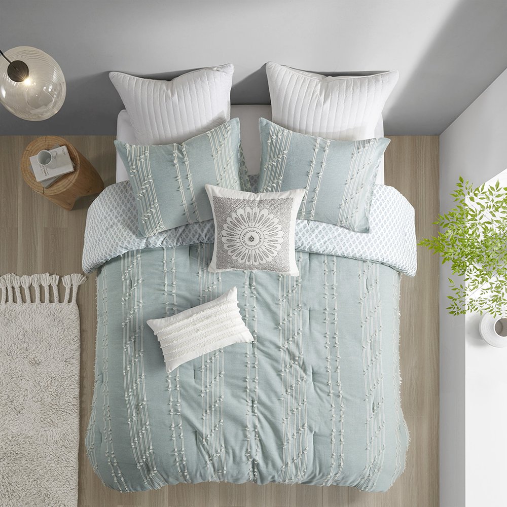 Kara 3 Piece Cotton Jacquard Comforter Set