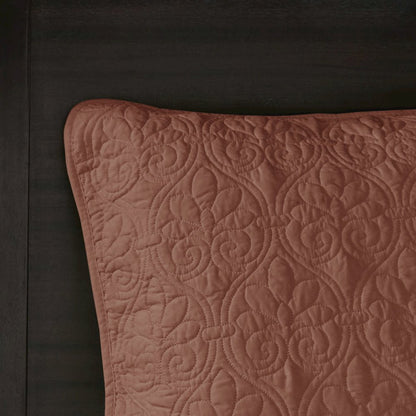 Quebec 3 Piece Reversible Bedspread Set, Clay Red color