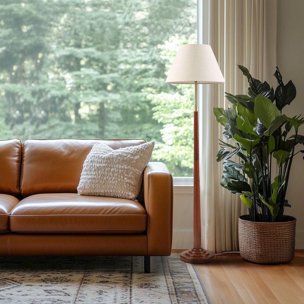 Verla Tapered Faux Wood Dimmable Floor Lamp