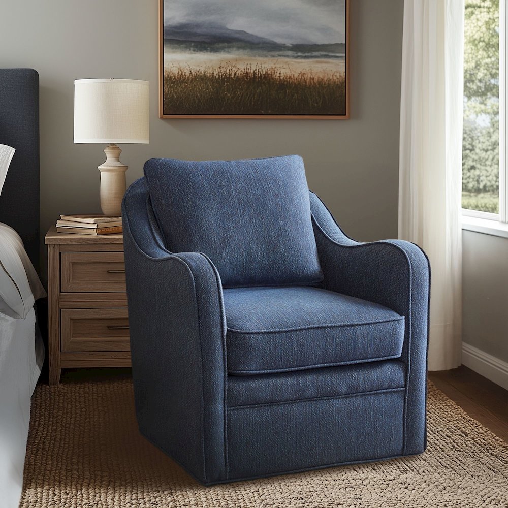 Brianne Upholstered Swivel Curved Armchair