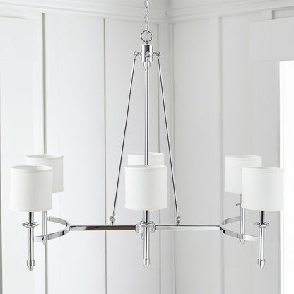 Elegenza 6-light Chandelier with Fabric Drum Shades in Chrome Color