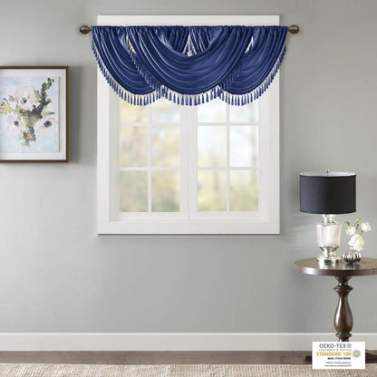 Faux Silk Waterfall Embellished Valance