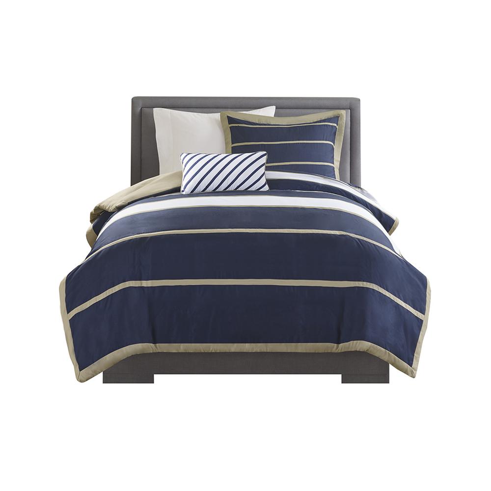 Ashton Duvet Cover Set, Khaki/Navy color