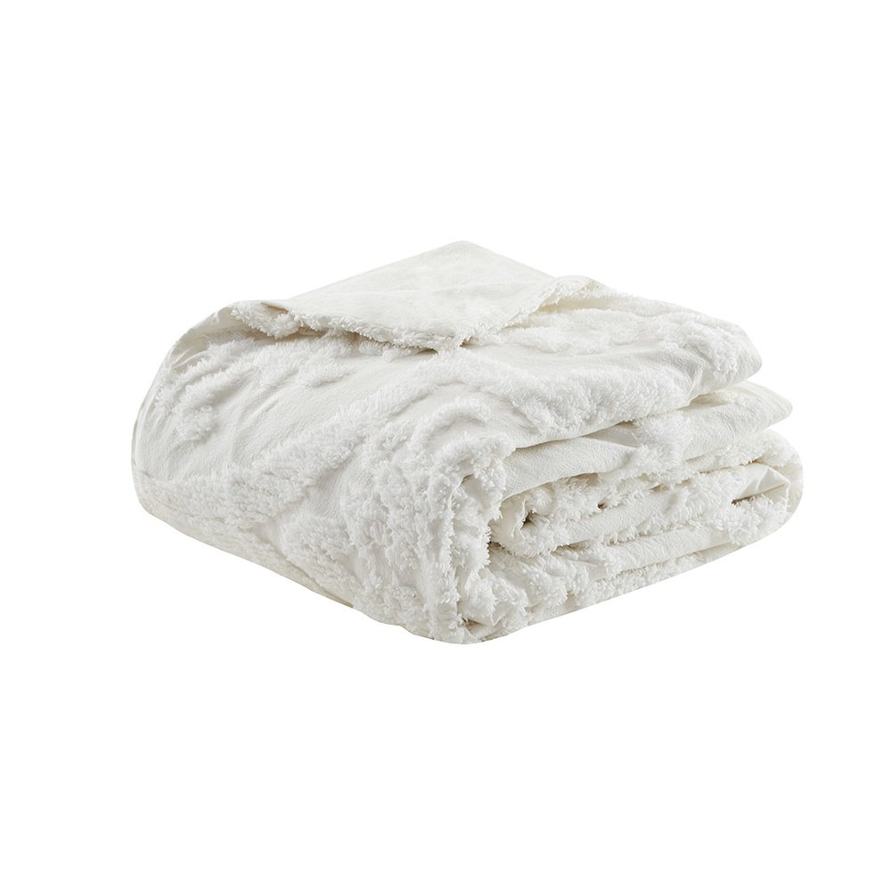 Viola 3 Piece Tufted Cotton Chenille Damask Duvet Cover Set