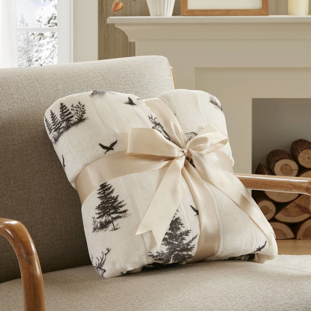Print Plush to Sherpa Heated Throw