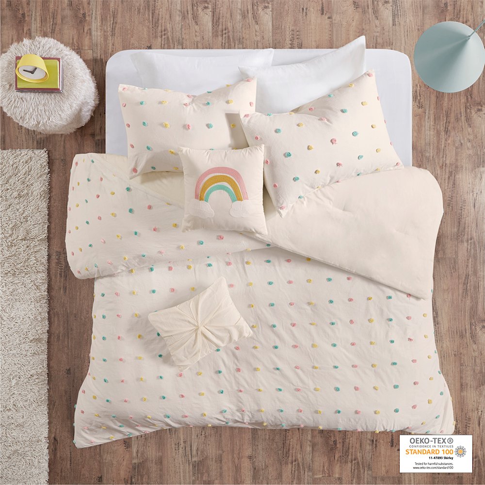 Cotton Jacquard Pom Pom Comforter Set