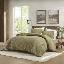 Lyon Waffle Washed Comforter Set, Green color