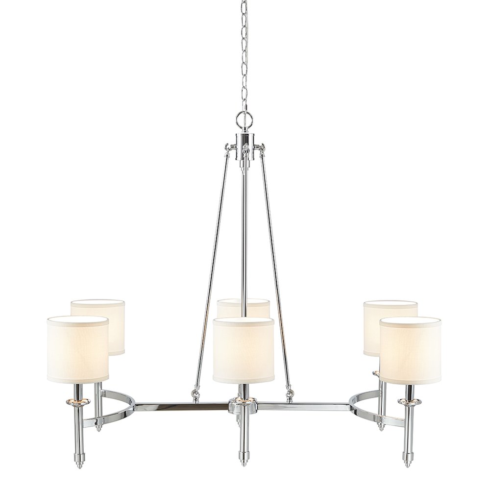 Elegenza 6-light Chandelier with Fabric Drum Shades in Chrome Color