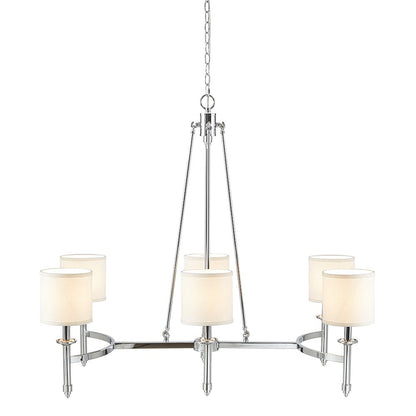 Elegenza 6-light Chandelier with Fabric Drum Shades in Chrome Color