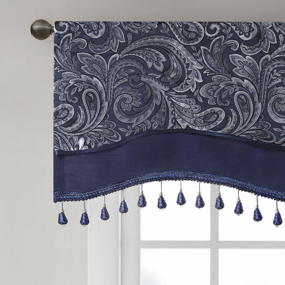 Jacquard Window Rod Pocket Valance With Beads