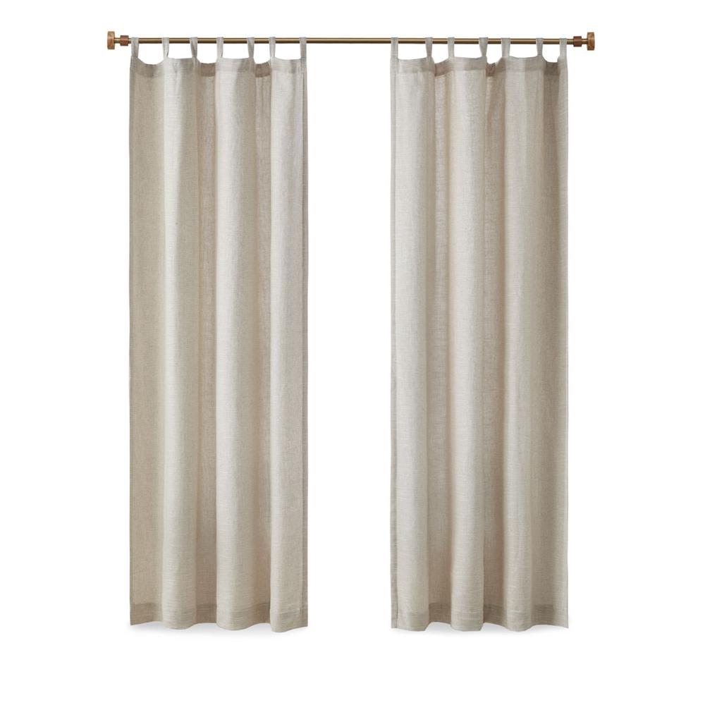 Faux Linen Tab Top Fleece Lined Curtain Panel