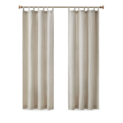 Faux Linen Tab Top Fleece Lined Curtain Panel
