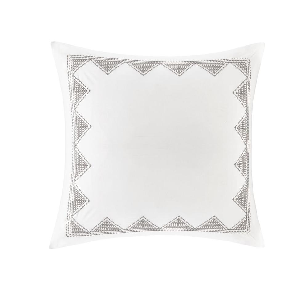 Isla Cotton Embroidered Euro Sham, White color