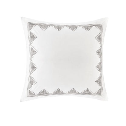 Isla Cotton Embroidered Euro Sham, White color