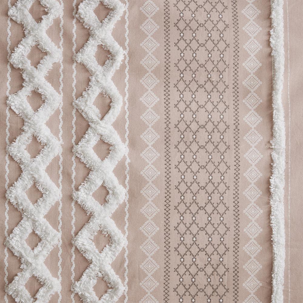 Cotton Printed Curtain Panel with Chenille Stripe and Lining
