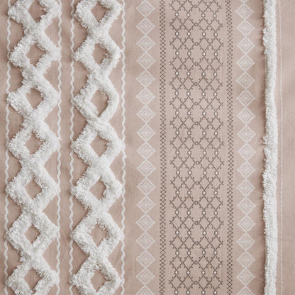 Cotton Printed Curtain Panel with Chenille Stripe and Lining
