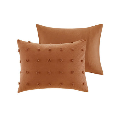 Cotton Jacquard Comforter Set with Euro Shams and Throw Pillows