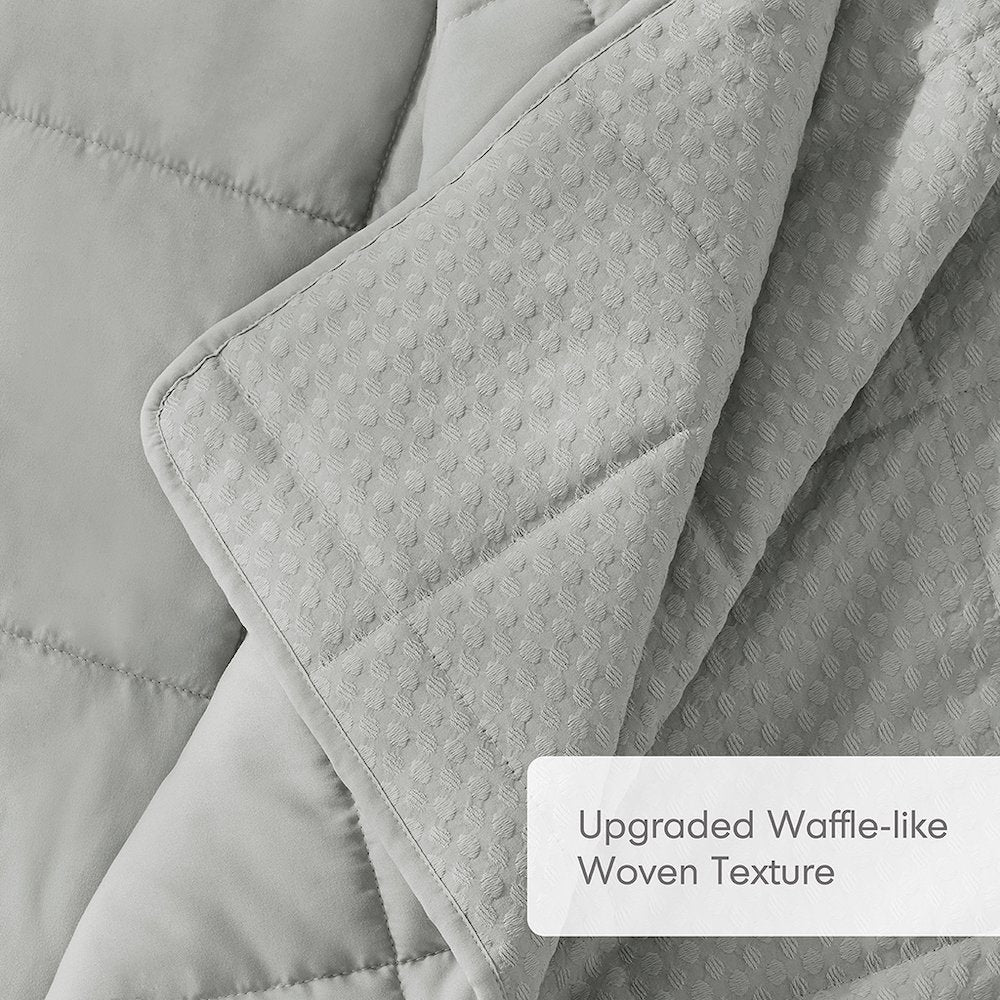 Mina Waffle Weave Textured Quilt Set, Gray color