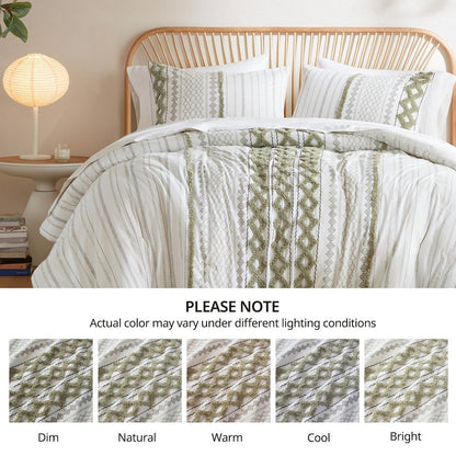 Cotton Printed Comforter Set with Chenille