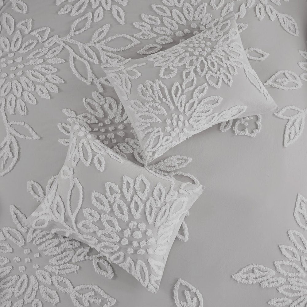 3 Piece Tufted Cotton Chenille Floral Comforter Set