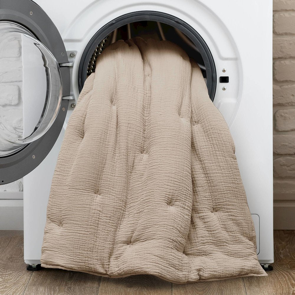 Breeze Cotton Gauze  Embroidered Euro Sham, Taupe color
