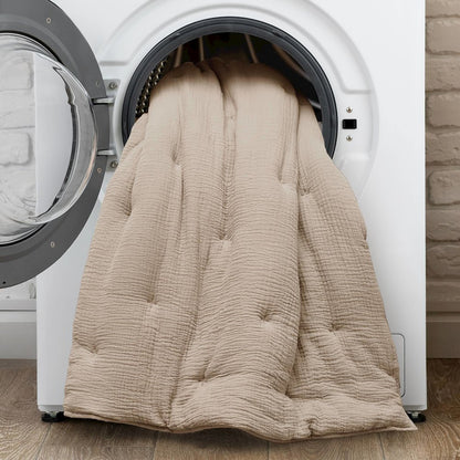Breeze Cotton Gauze  Embroidered Euro Sham, Taupe color