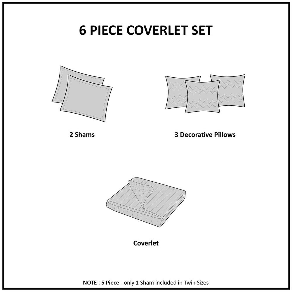 6 Piece Reversible Quilt Set with Throw Pillows