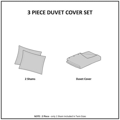 3 Piece Tufted Cotton Chenille Floral Duvet Cover Set