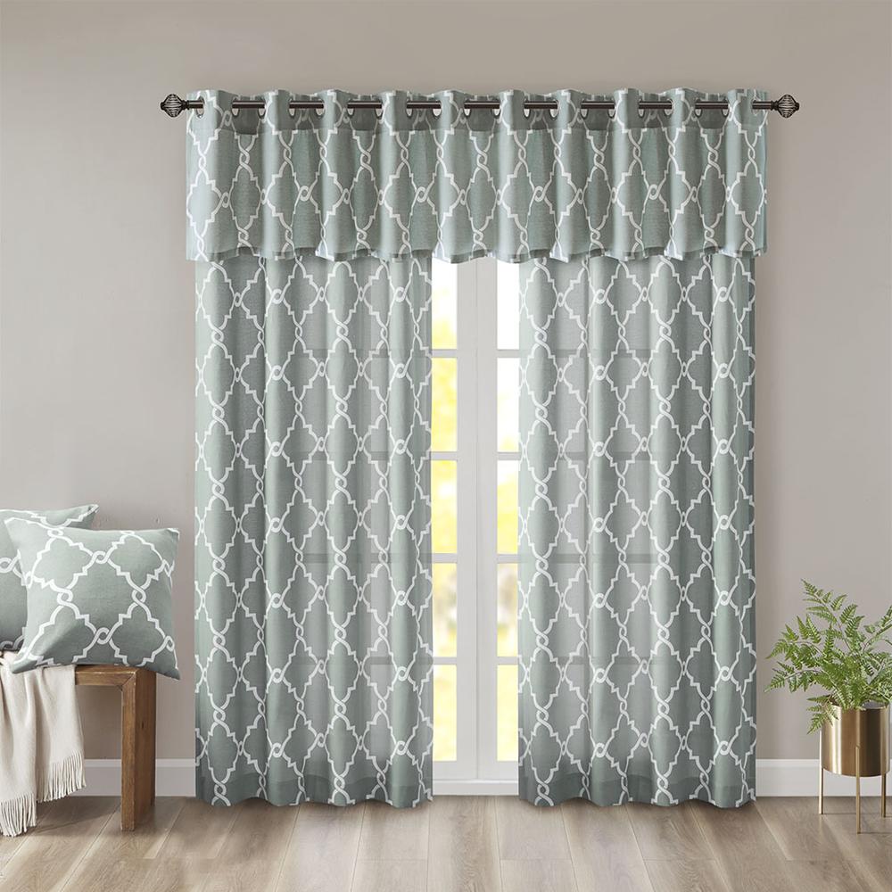 Fretwork Print Grommet Top Window Valance