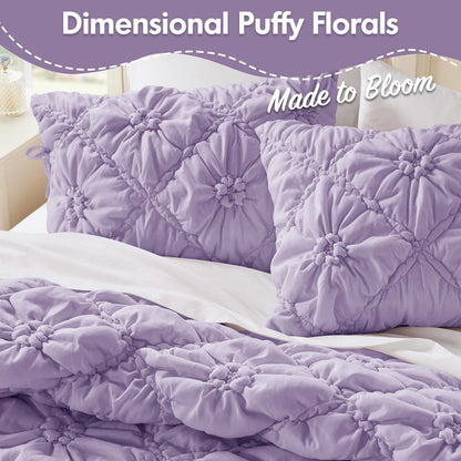 Lily 3PCS Comforter Set, Purple color