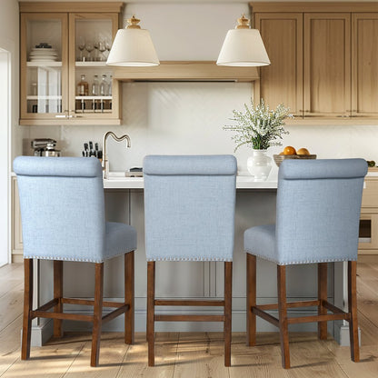 Upholstered Counter Stool with Nailhead Trim Set of 2