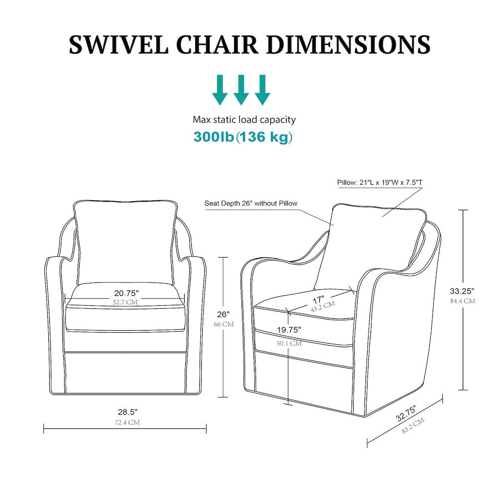 Brianne Upholstered Swivel Curved Armchair