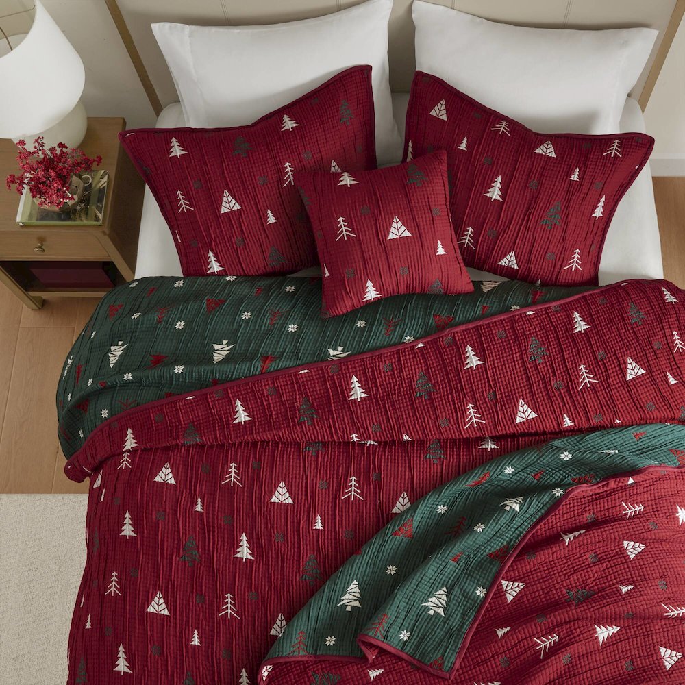 Winter Throw Set, Red color