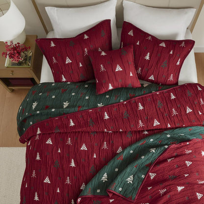 Winter Throw Set, Red color
