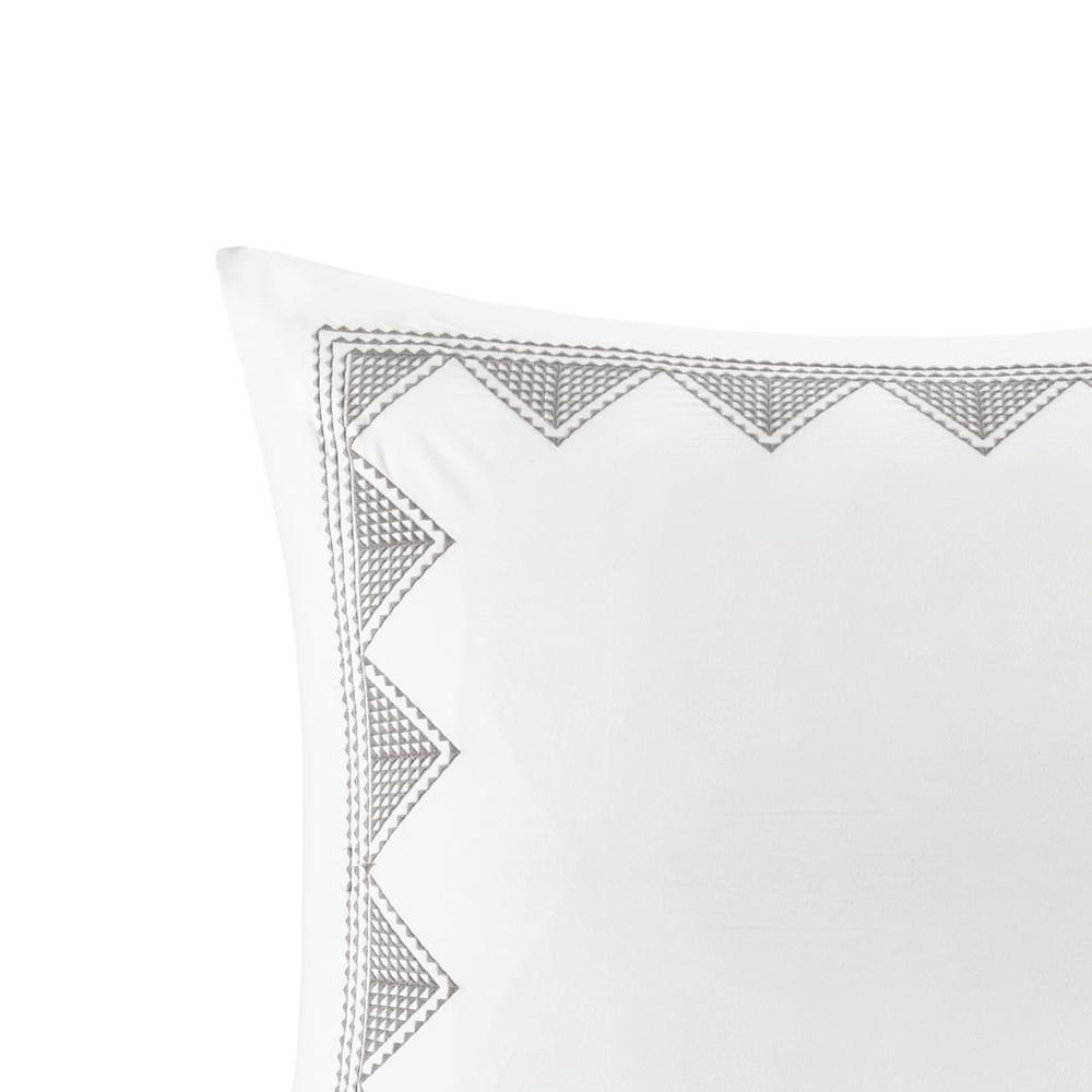 Isla Cotton Embroidered Euro Sham, White color