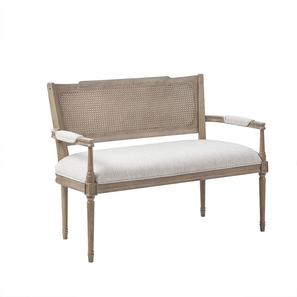 Madison Park Willshire Natural Rattan Settee With Padded Arm Rest Beige 47.25"