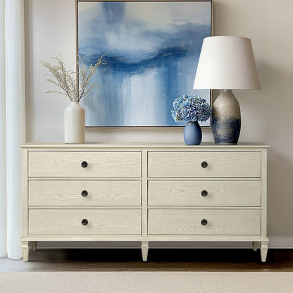 Victoria 6-drawer wood dresser (70"), Antique Cream color