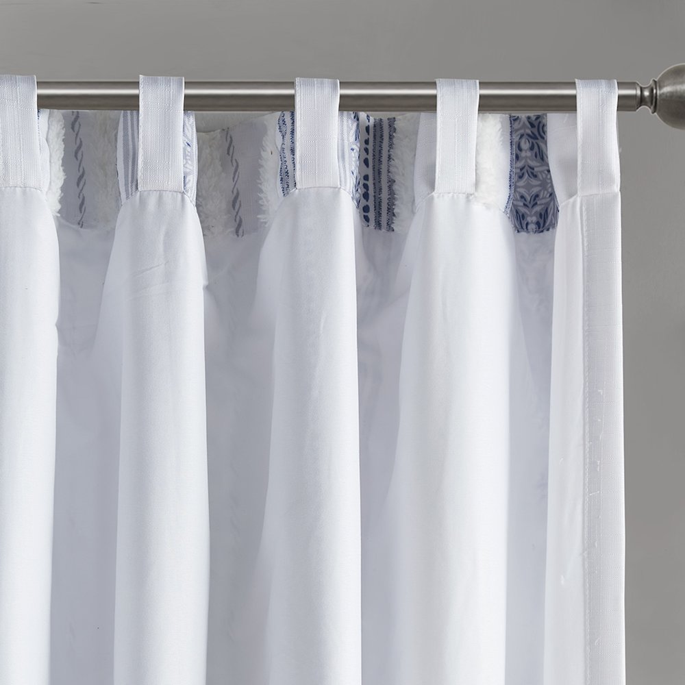 Poly Printed Curtain Panel with Tufted Stripe and Lining