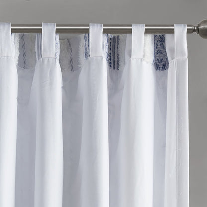 Poly Printed Curtain Panel with Tufted Stripe and Lining