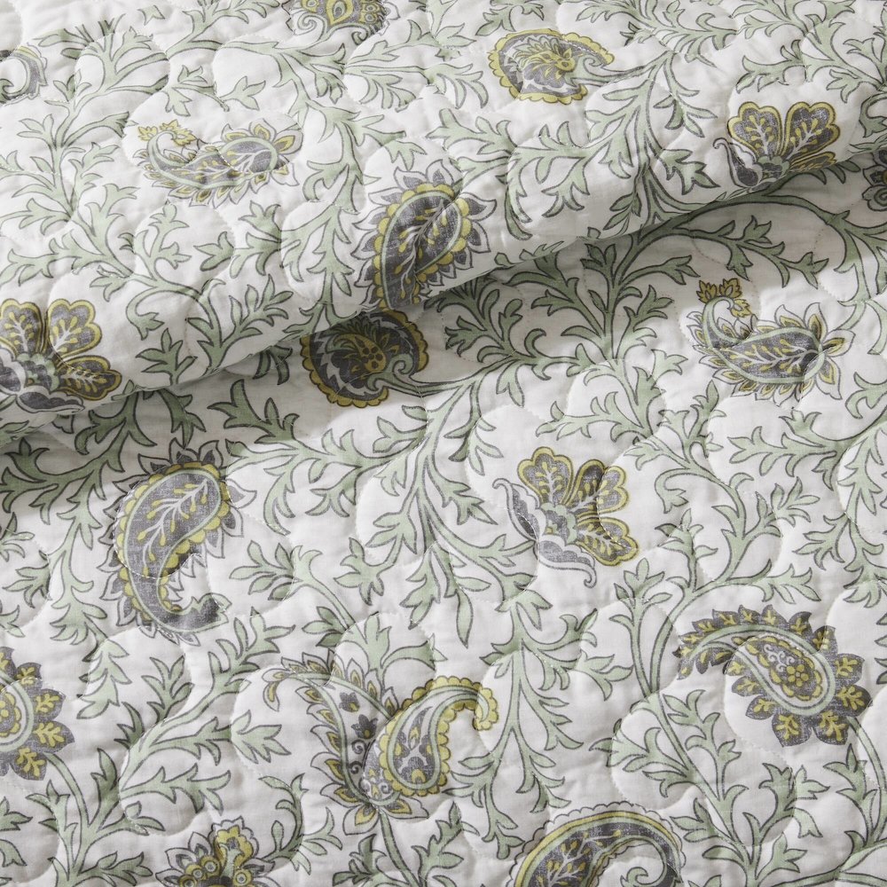 6 Piece Cotton Percale Quilt Set with Throw Pillows