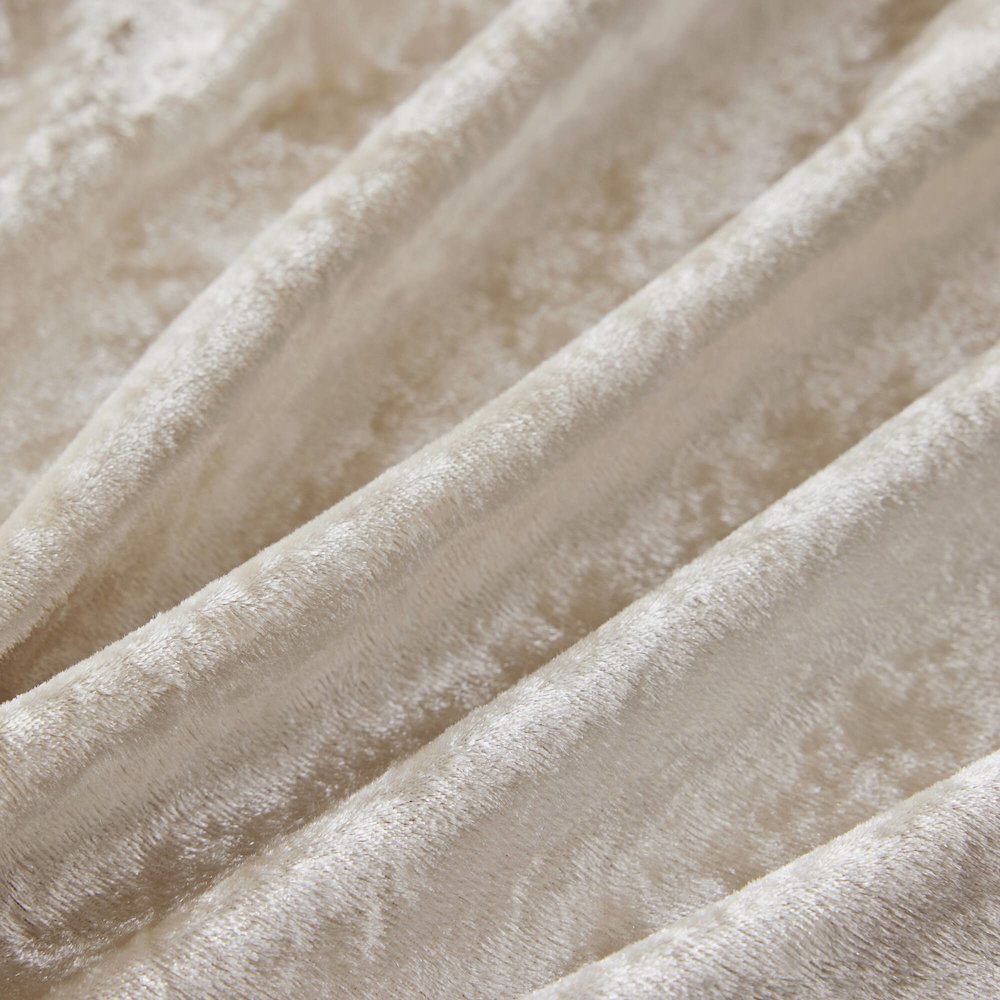 Felicia Velvet Duvet Cover Set with Throw Pillow in Champagne Color