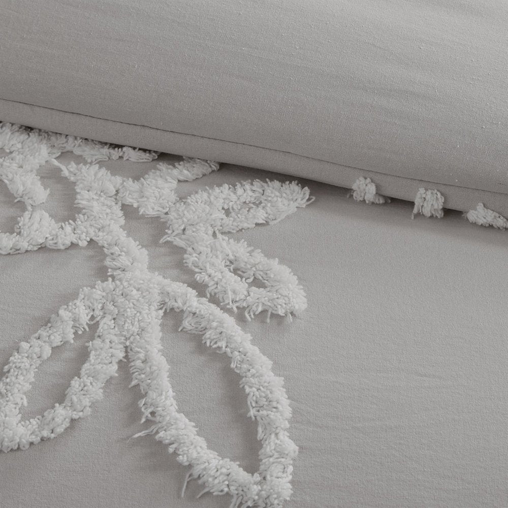 3 Piece Tufted Cotton Chenille Floral Comforter Set