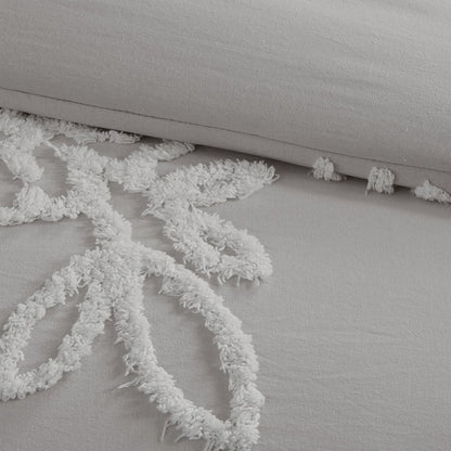 3 Piece Tufted Cotton Chenille Floral Comforter Set