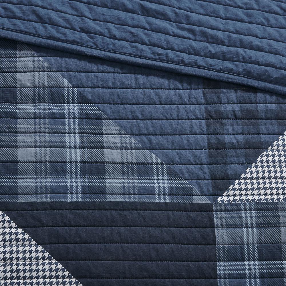 Olsen Olsen 3 Piece Oversized Cotton Quilt Set, Blue color