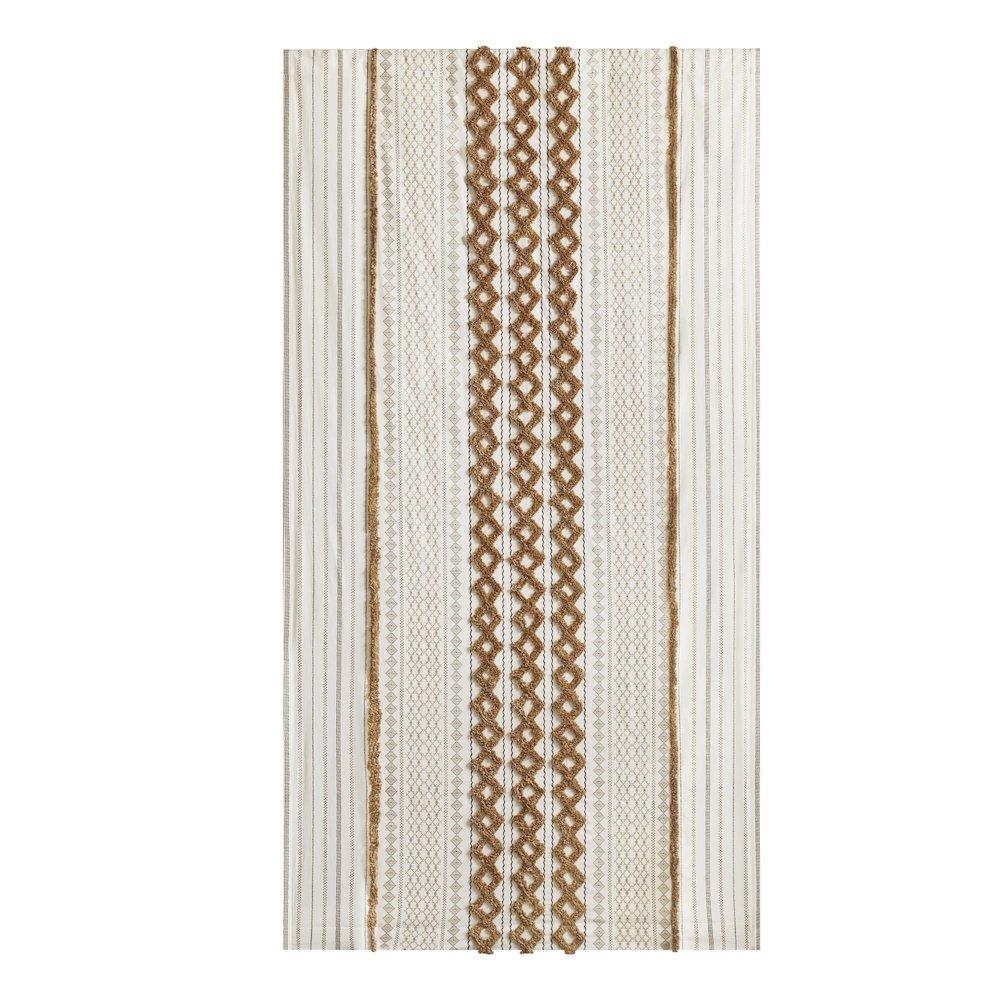 Imani Cotton Printed Curtain Panel with Chenille Stripe and Lining