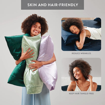 Satin Luxury 2 PC Pillowcases in Midnight Blue