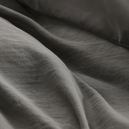 Porter Soft Washed Pleated Duvet Cover Set, Grey color